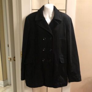 Black Double-Breasted Wool Coat